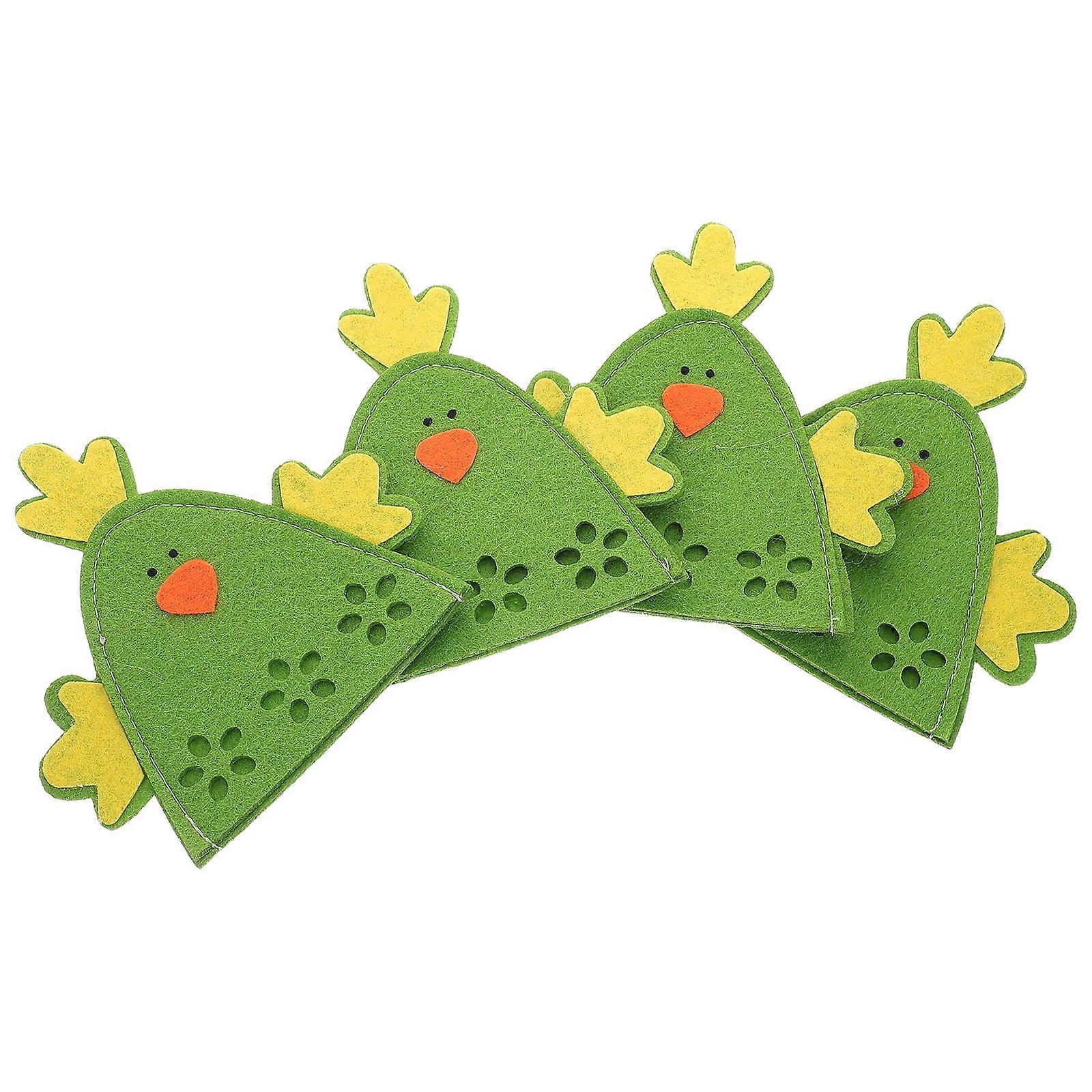 Easter Chick Shaped Egg Covers for Party Use 4Pcs Green Decorative Cloth Wraps