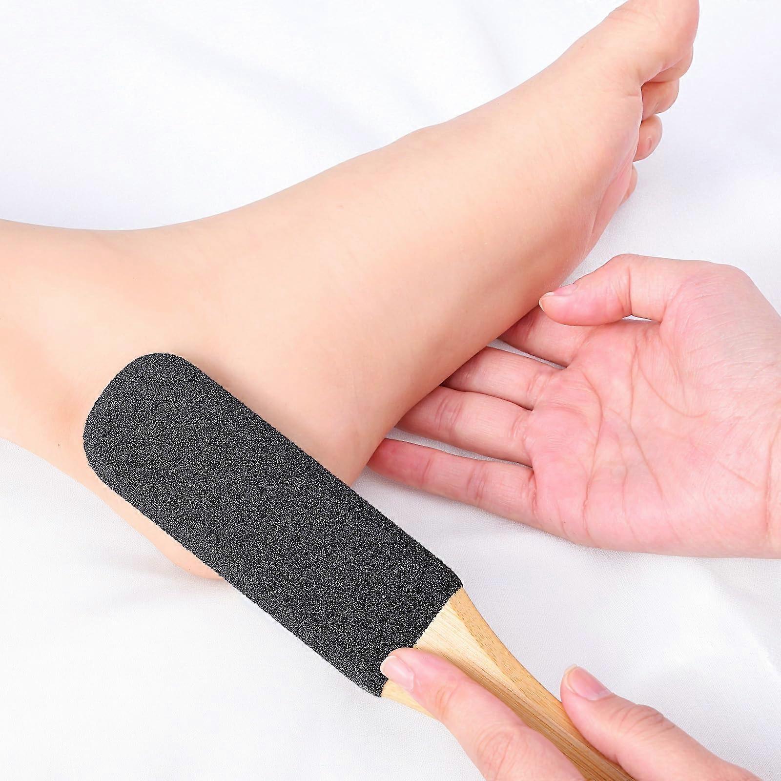 3 Pack Foot Callus Remover with Pumice Stone, Wooden Handle Scrubber, Wet Dry Pedicure File