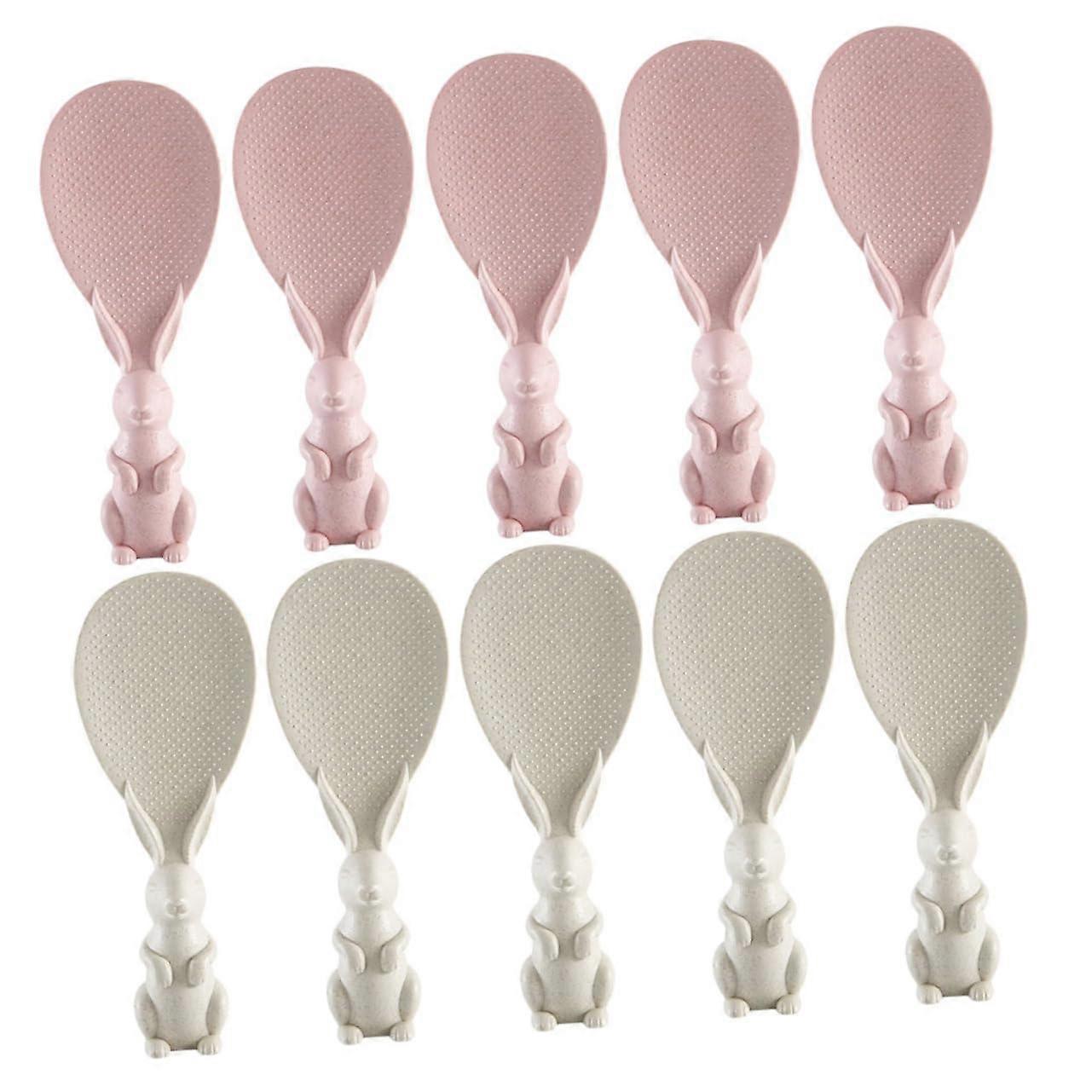 10pcs Cute Rabbit Rice Spoon Set Nonstick Serving Paddle with Ergonomic Heatproof Grip