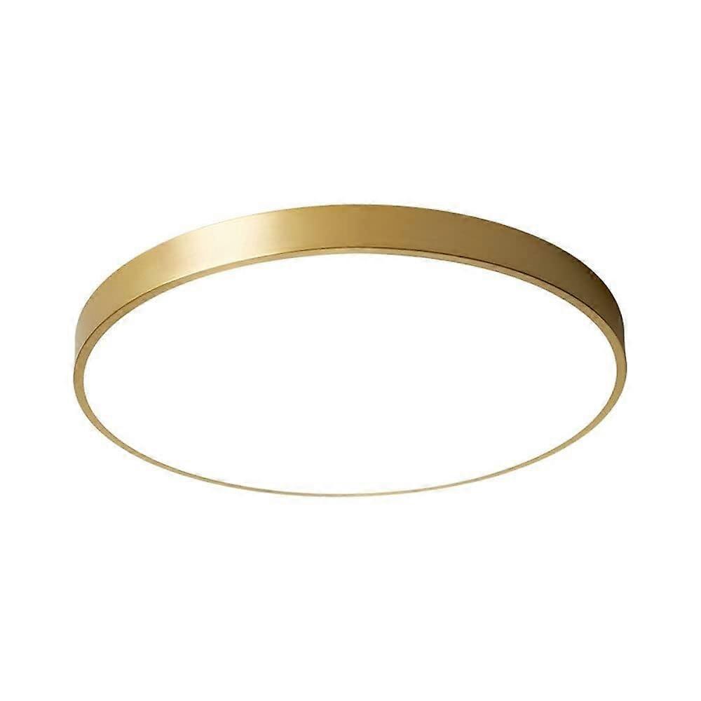Ultra Thin LED Ceiling Light Flush Mount Fixture, Dimmable Round Lamp with Copper Finish
