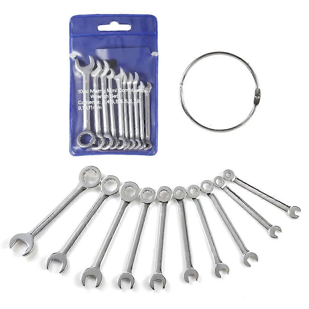Mini Combination Wrench Set Metric and SAE, Complete Size Range with RustResistant Finish and Pouch