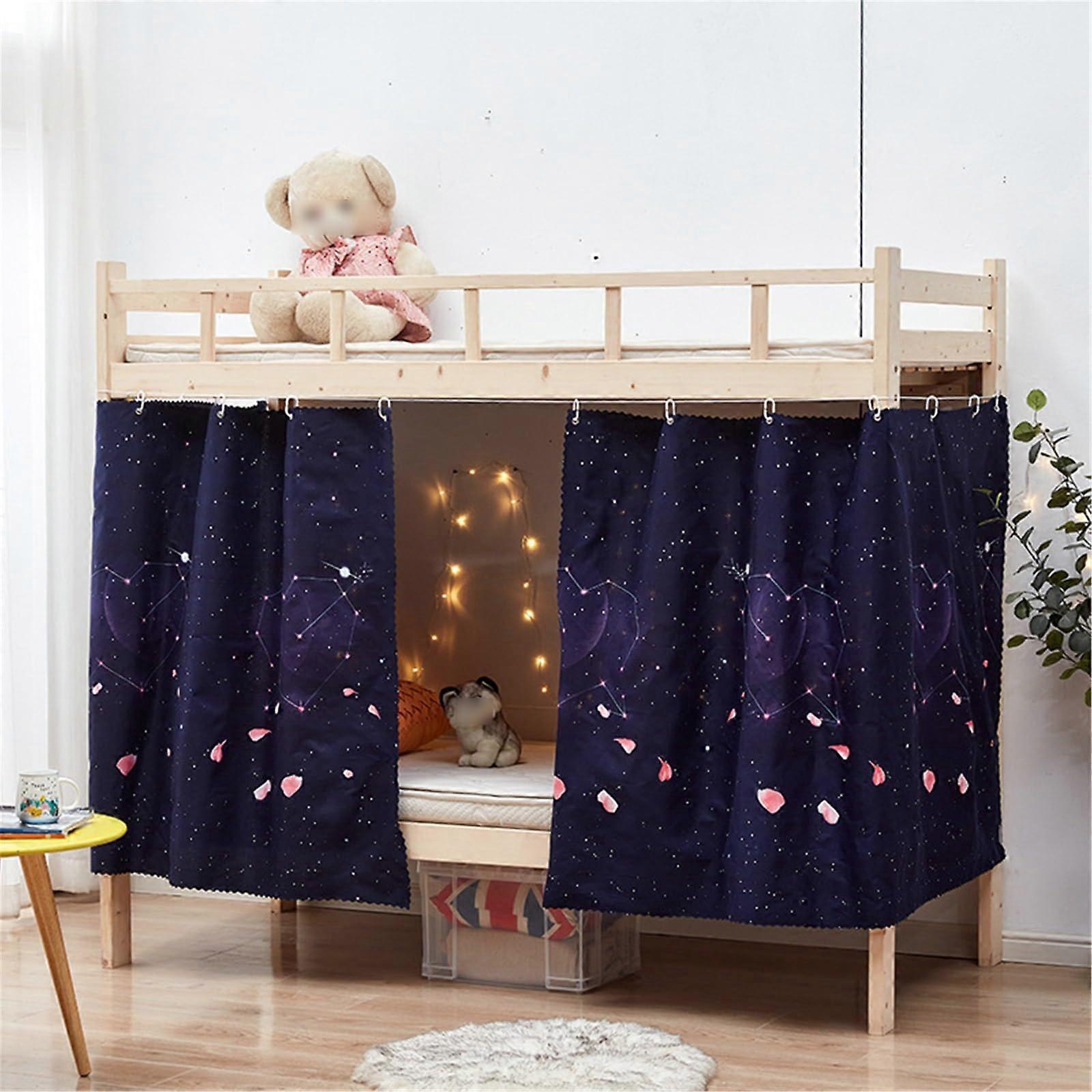 Bunk Bed Curtains Set with Privacy Protection, Breathable Light Blocking Fabric for Bottom Loft Bed, Rose