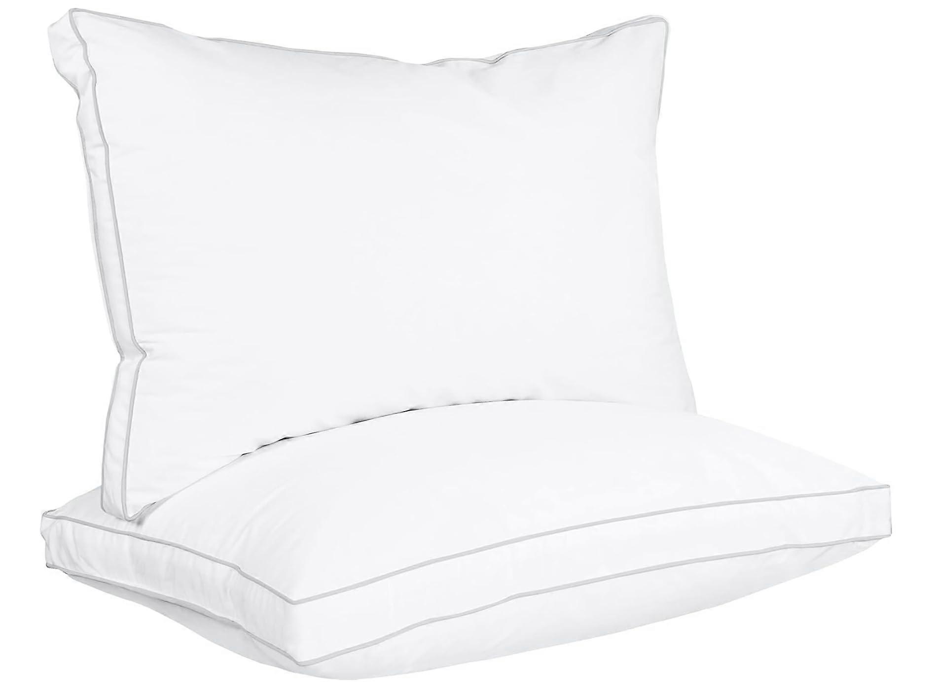 Standard Size Cooling Gusseted Bed Pillows Set of 2 with Breathable Cotton Blend, White