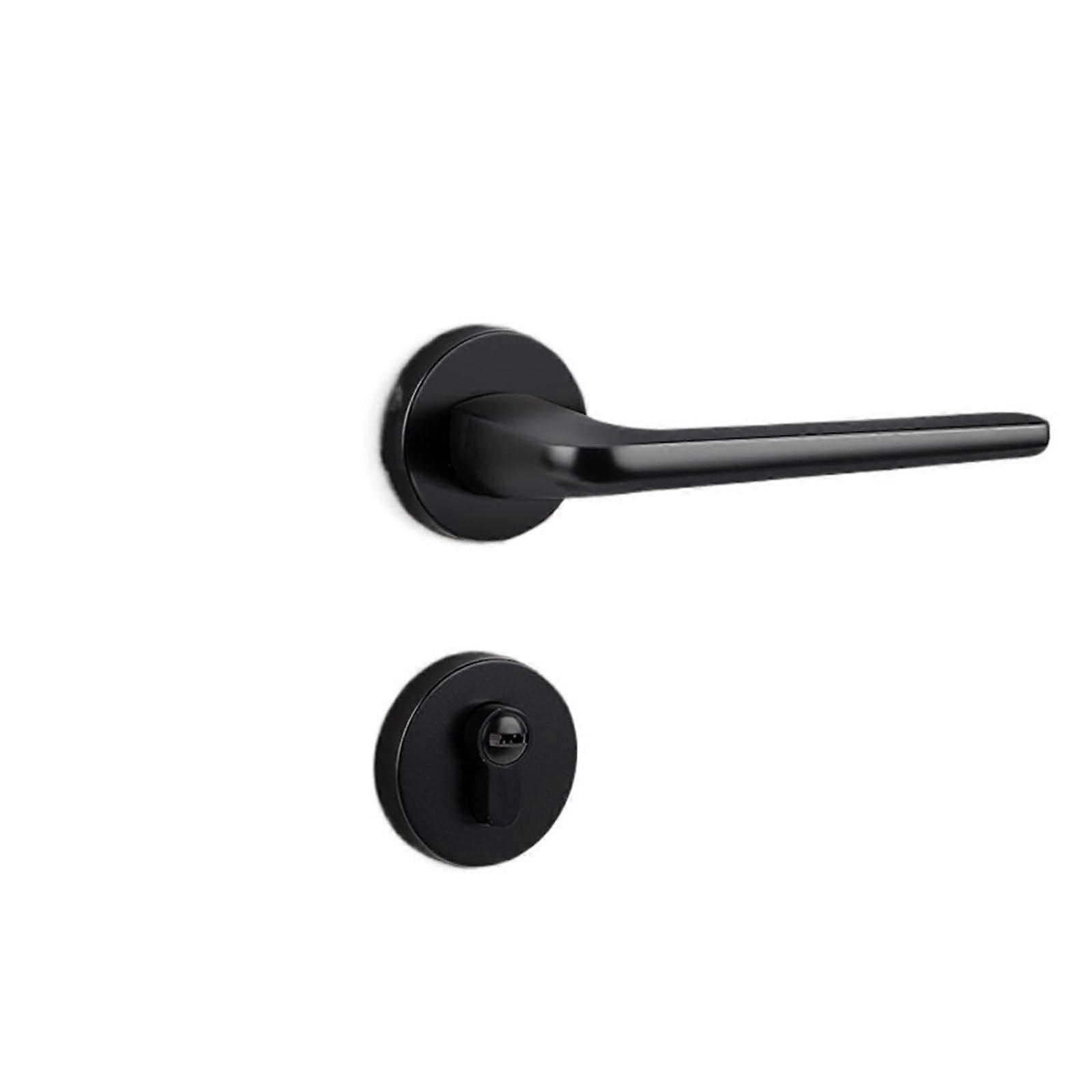 Black Zinc Alloy Bedroom Door Lock Magnetic Silent Wooden Handle Modern Black for Wooden Doors