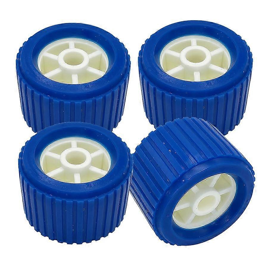 4pcs Boat Trailer Ribbed Wobble Rollers Blue PP Kit for Scratch Loading and Stable Use
