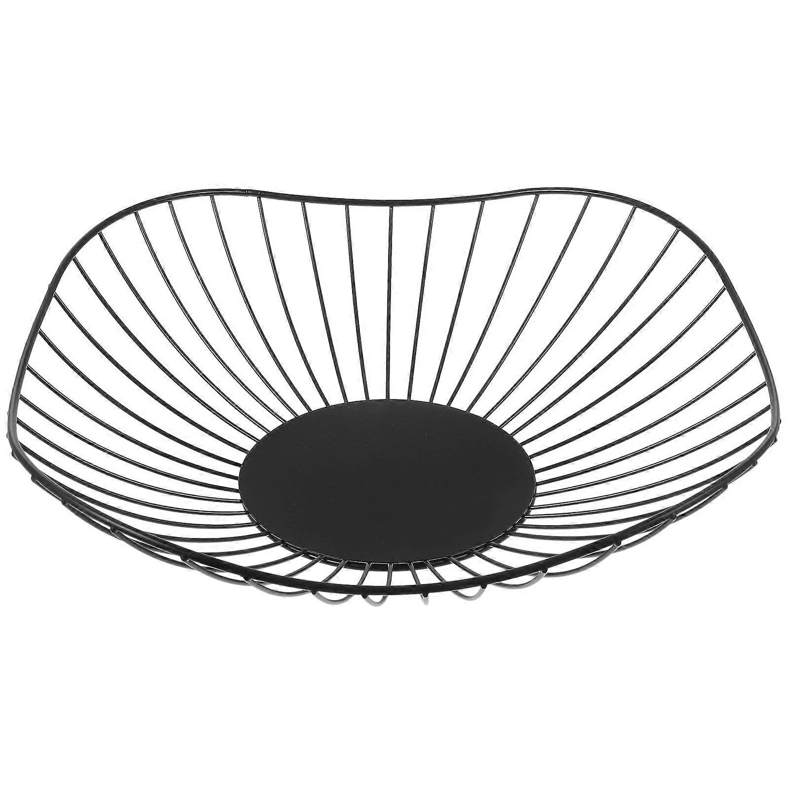 Fruit Container Wrought Iron Fruit Basket for Organizing Black