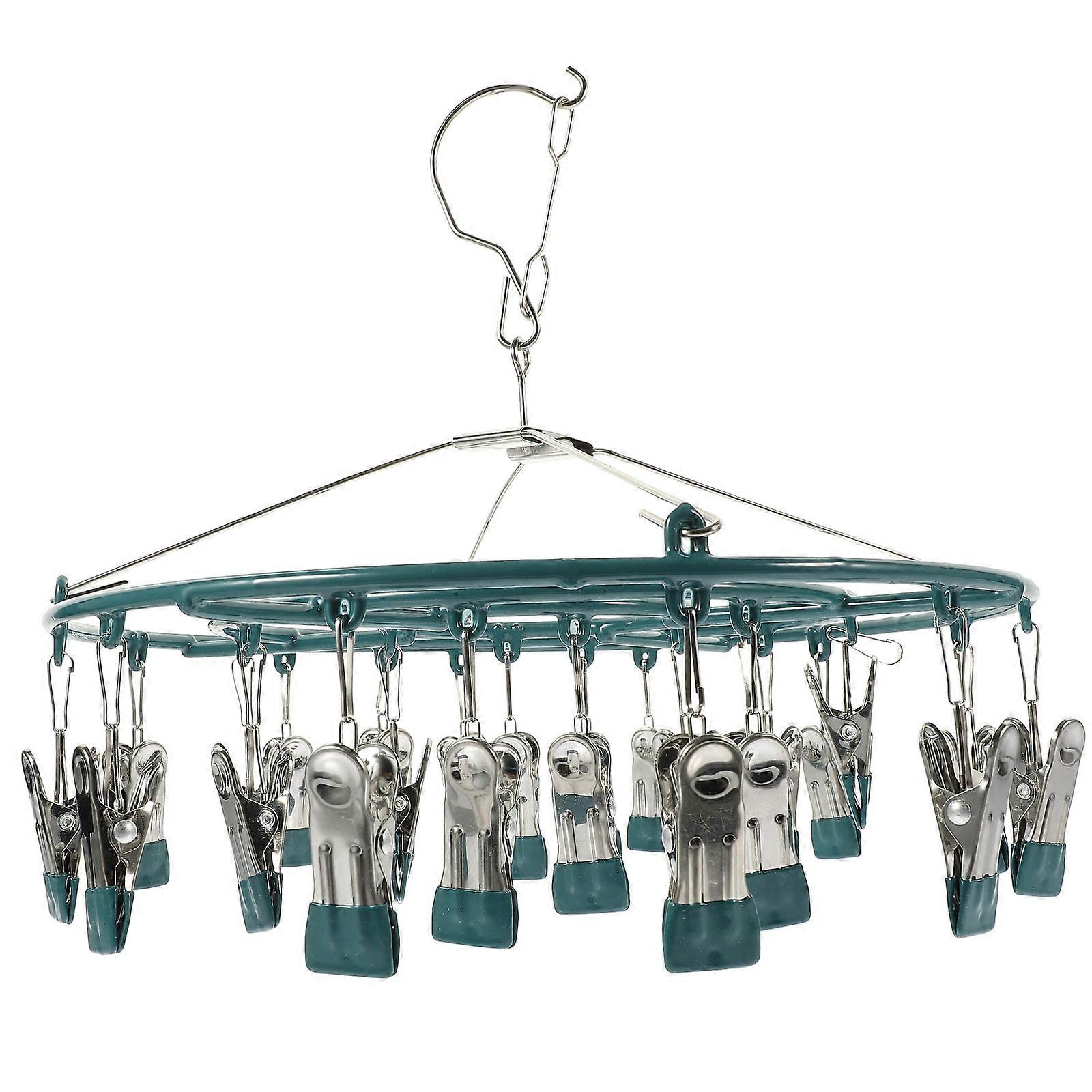 Green Sock Dryer Hanger for Home Laundry Drying Rack with Clips