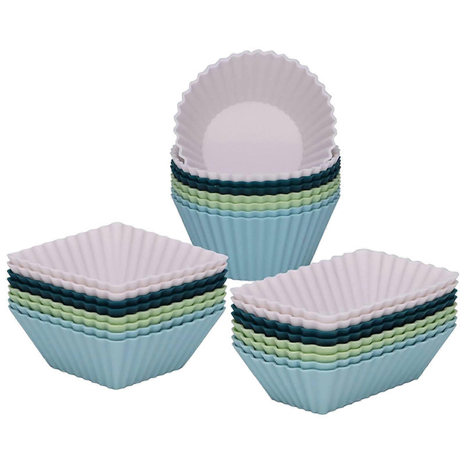 24PCS Reusable Silicone Muffin Cups Dishwasher Safe NonStick Cupcake Liners Bakeware Set