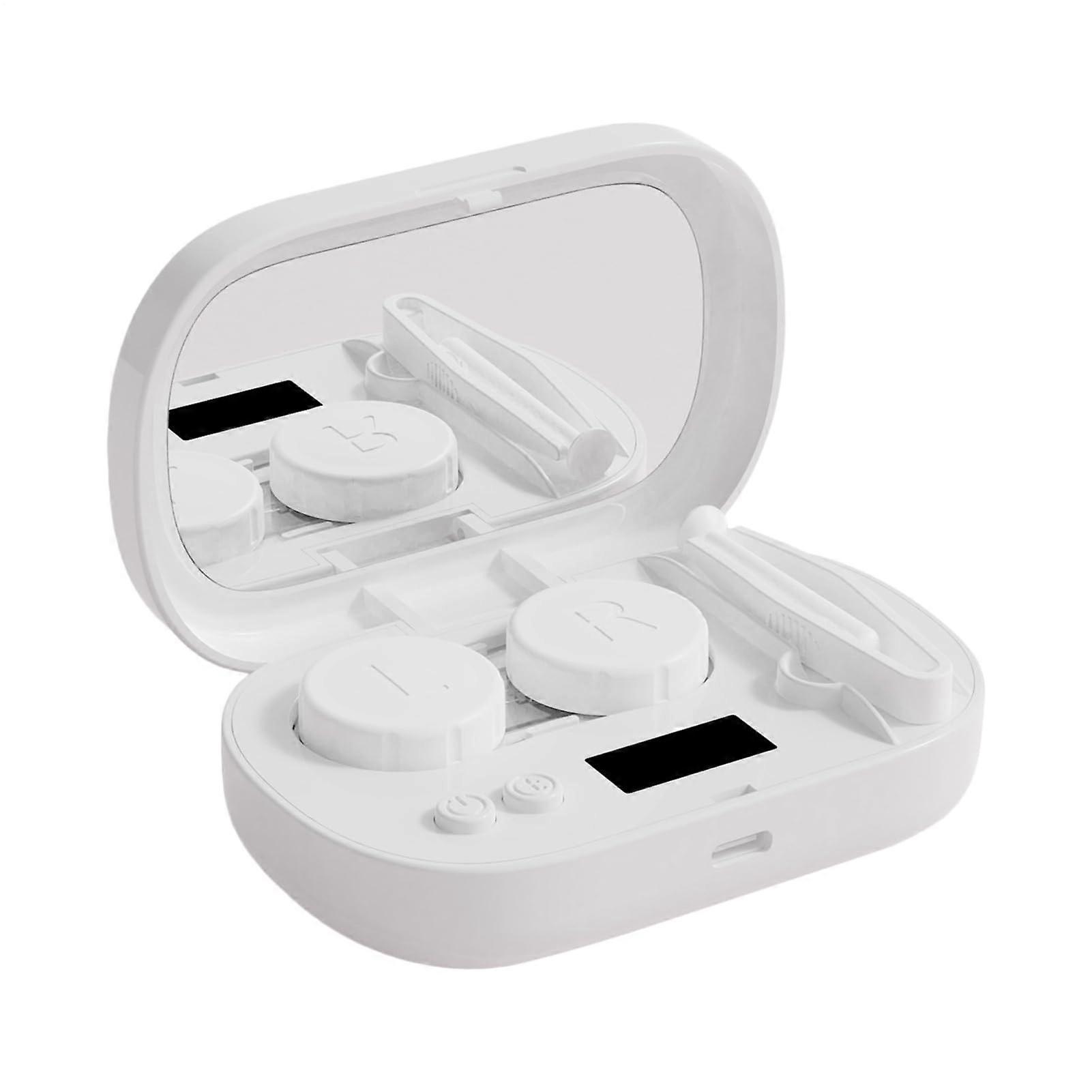 Ultrasonic Lens Cleaner with UV Deep Cleaning, Touch Control, LED Display, Fast Charging, White