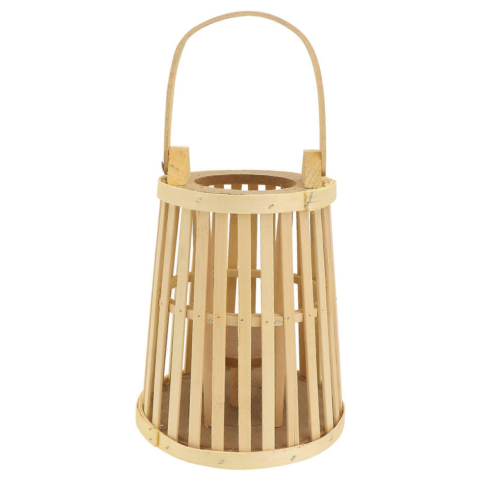 Bamboo Woven Wind Lantern Candle Lantern for Decor Khaki 1Pcs Hanging