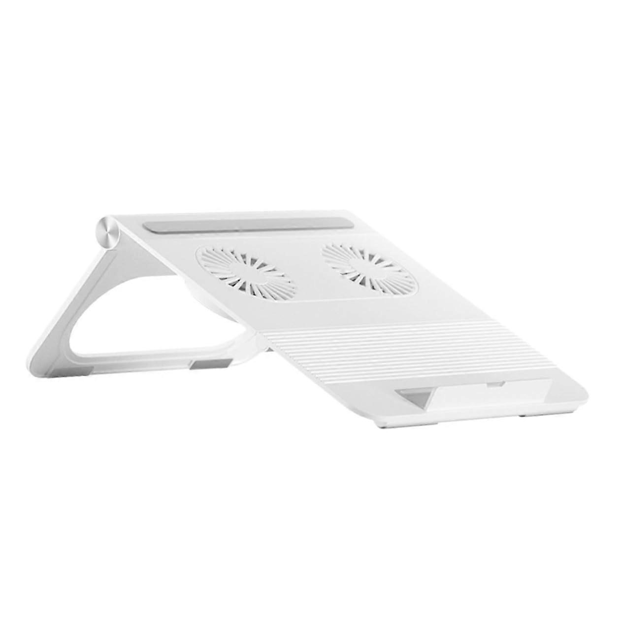 Adjustable Laptop Cooling Stand with Dual Quiet Fans, Foldable Silicone Base, Builtin Storage