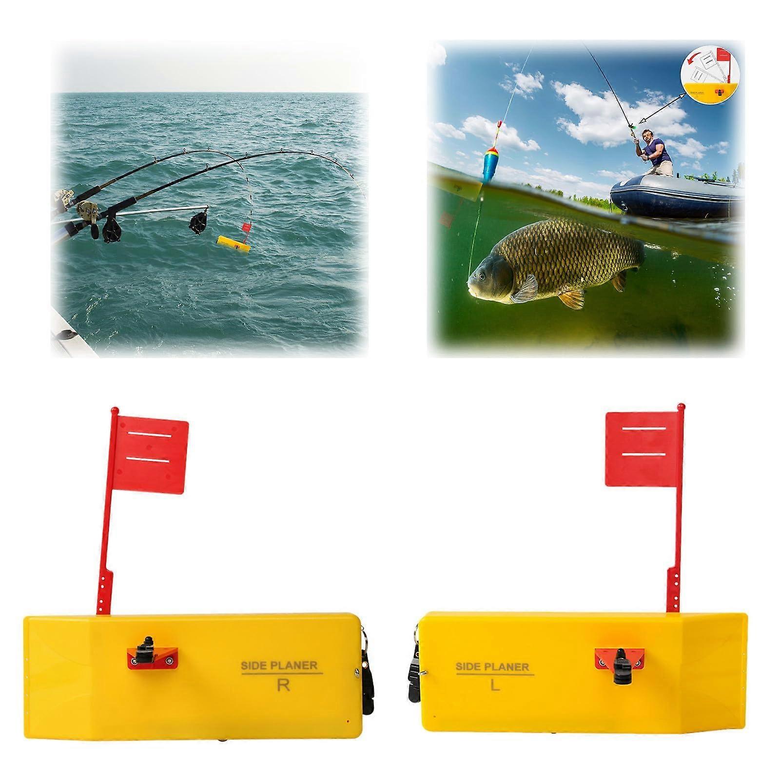 2 Pack Medium Inline Fishing Planer Boards with QuickGrip Snap Release for Inshore and Offshore Trolling