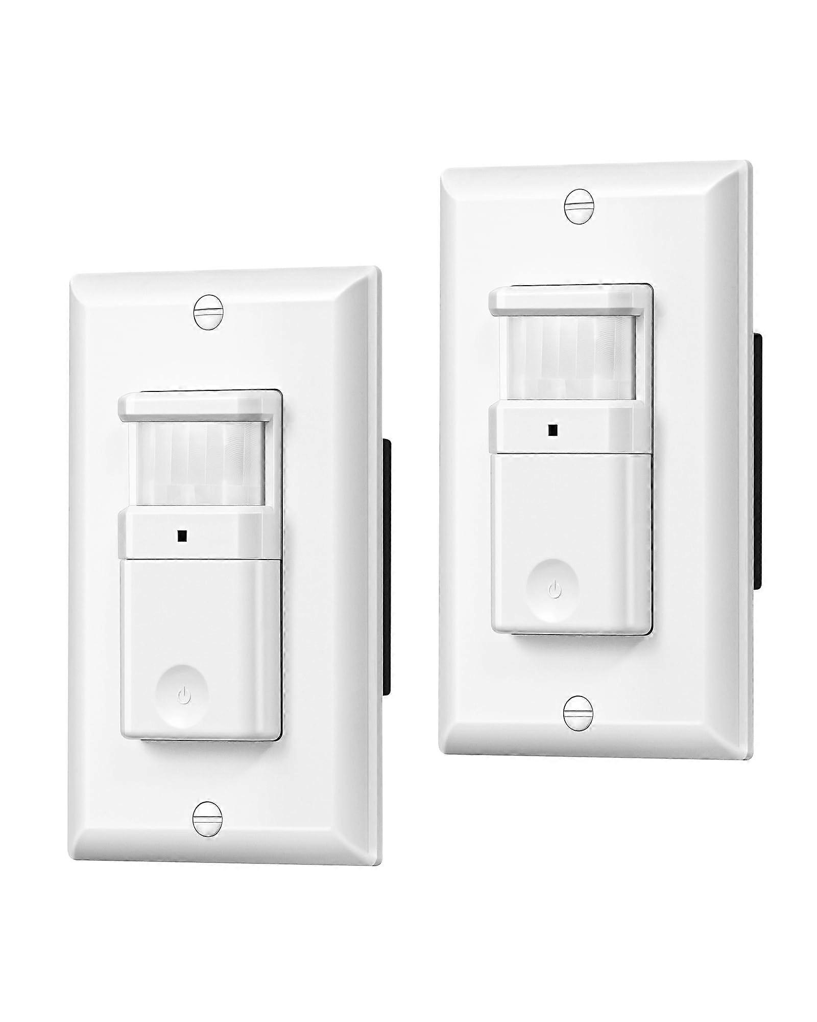 Motion Sensor Light Switch 2 Pack, Smart Occupancy Wall Switch with Neutral Wire, 180° Coverage for Bathroom and Hallway, UL Listed White