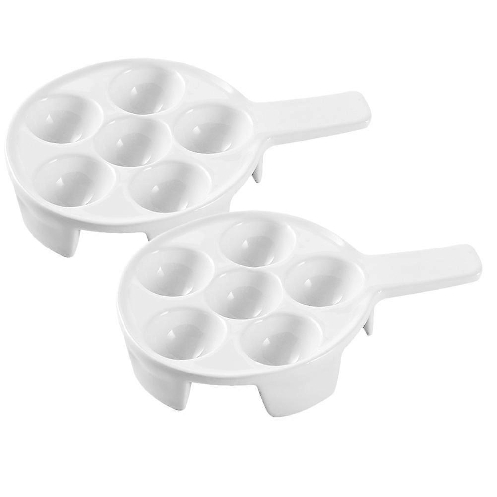 Escargot Baking Holders Ceramic Snail Plates for Kitchen 2Pcs