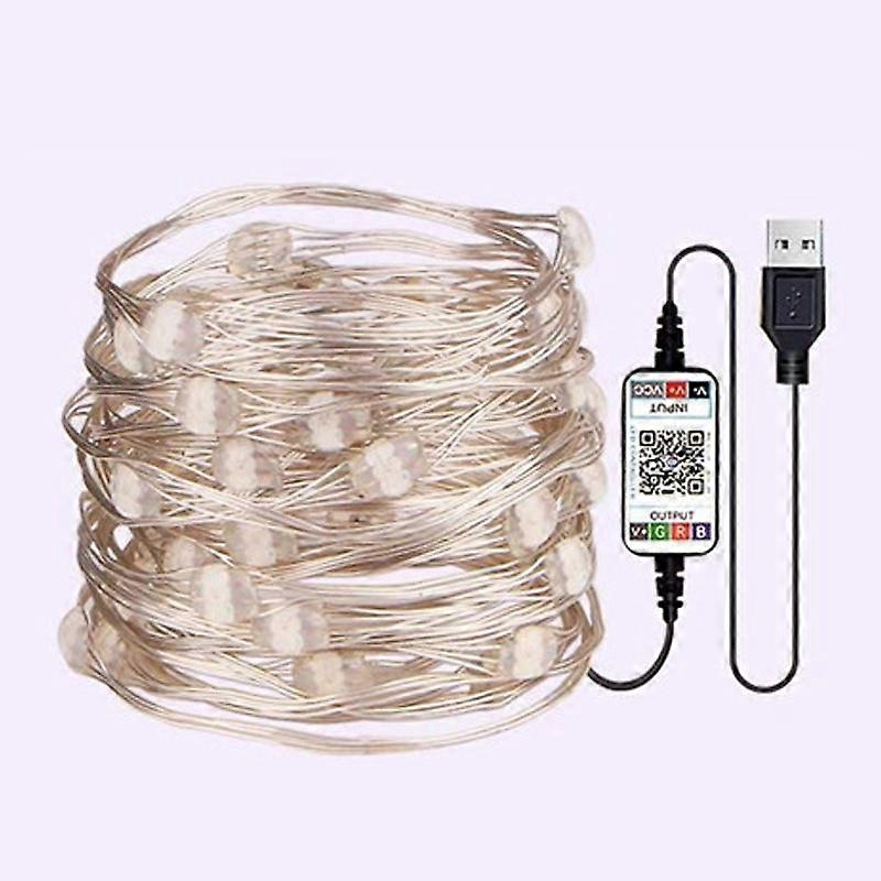 USB Bluetooth-compatible APP Control RGB Color LED String Light Copper Wire Fairy String Light Gift 