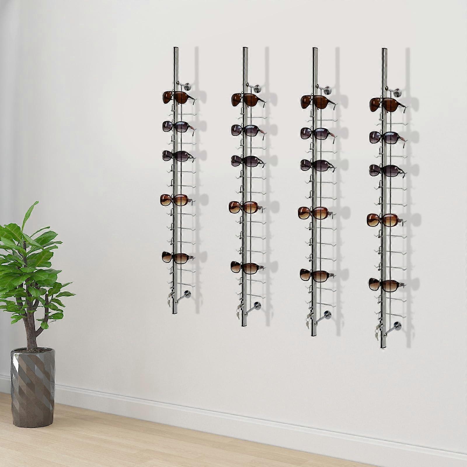 Aluminium Eyeglass Display Stand with Lock, 12Frame Wall Mounted Sunglasses Display Rack for Optical