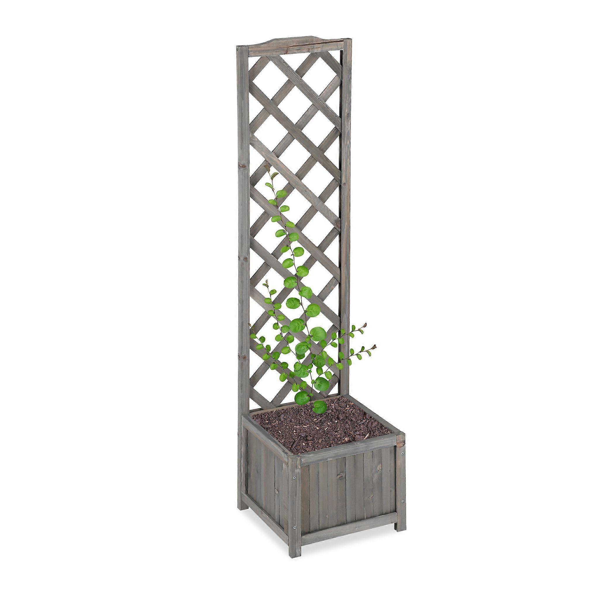 Grey planter with trellis