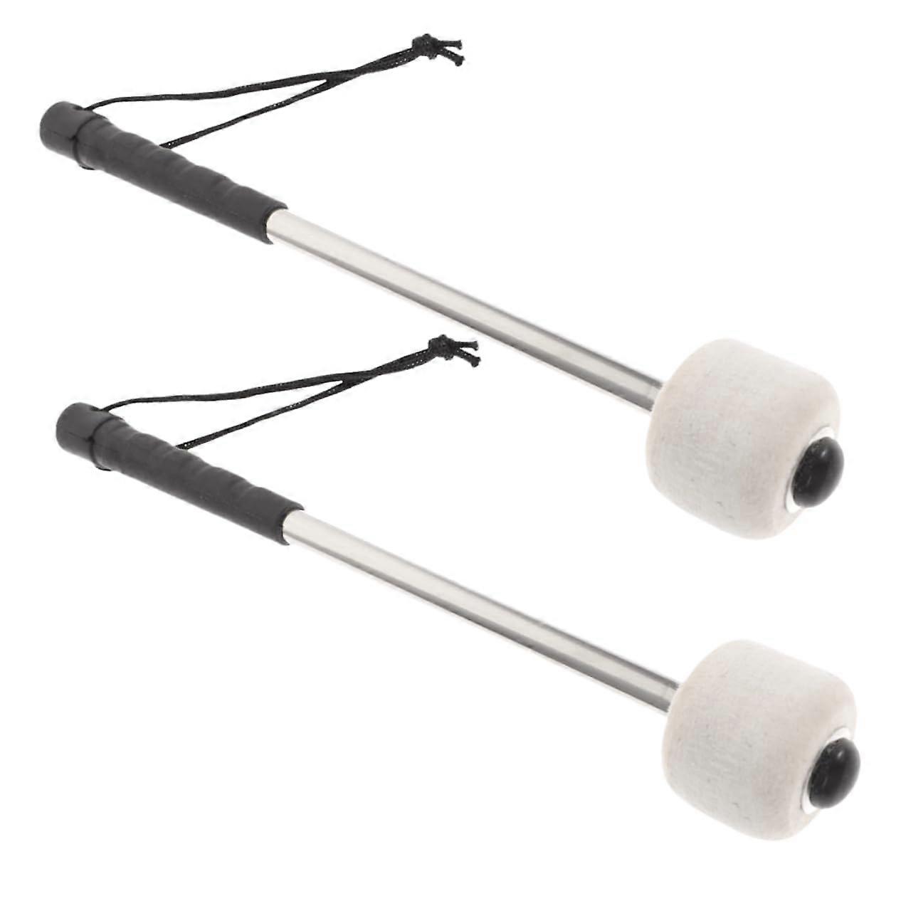 2pcs Bass Drum Mallets Felt Head Durable Percussion Drumsticks with AntiSlip Grip