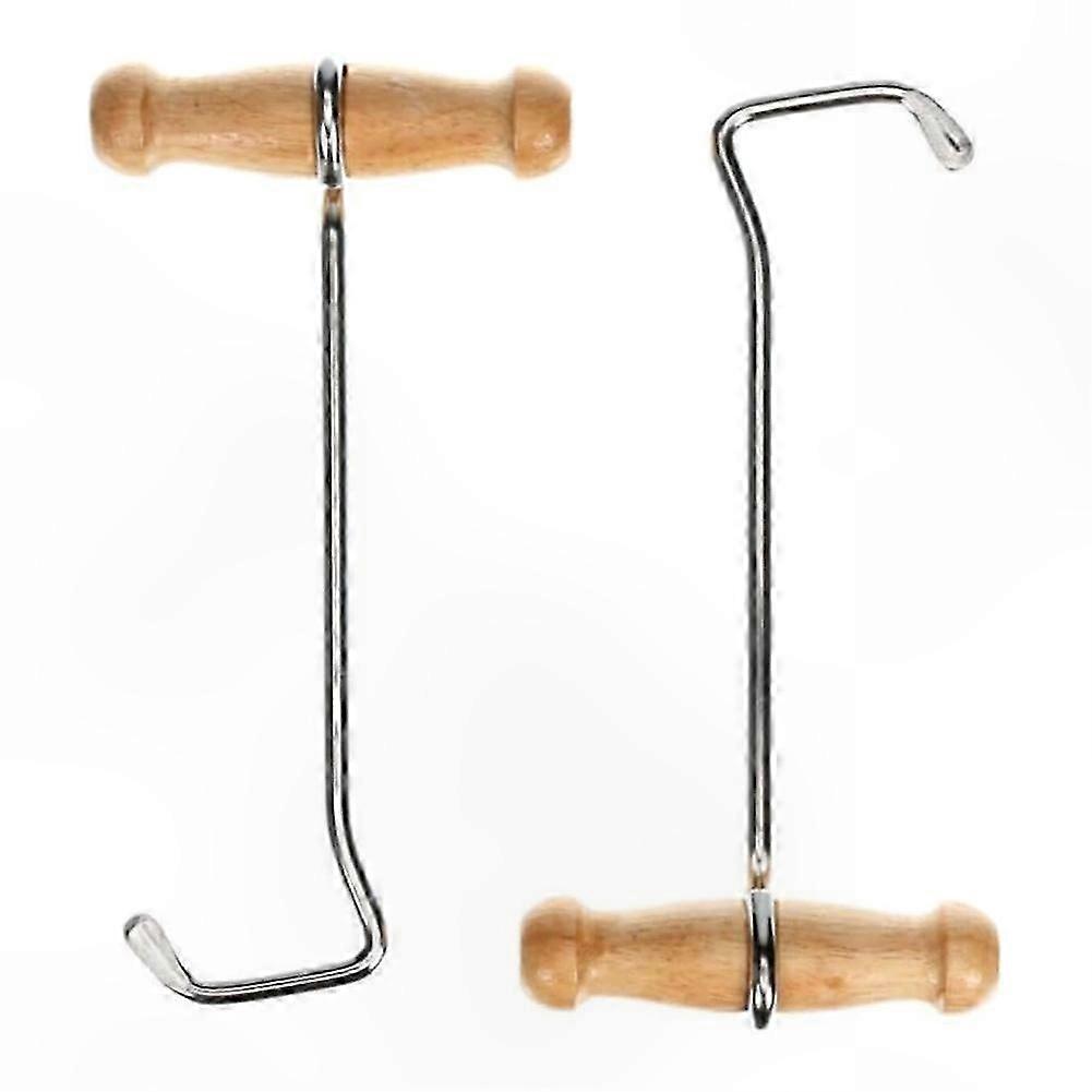 Boot Hooks and Puller with Wood Handles for Cowboy Boots, 2 Pack