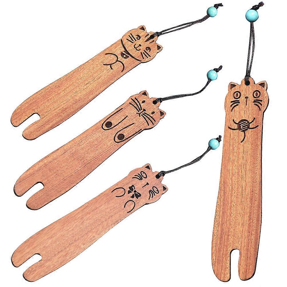 Adorable Cat Bookmark Wood Bookmark for Reading Use 4Pcs Pack