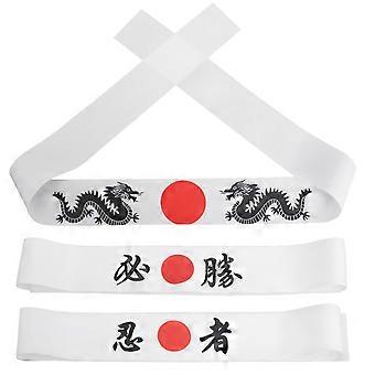 Ninja-Stirnband, japanisches Stirnband für Karate-Training, 3er-Pack, bequem, weiß