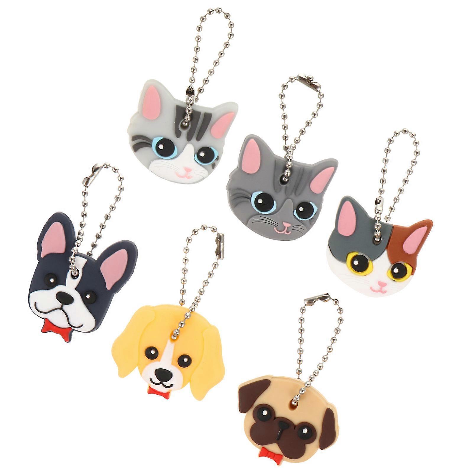 Cartoon Key Identifier Caps Key Protective Covers for Door Keys 6Pcs Set