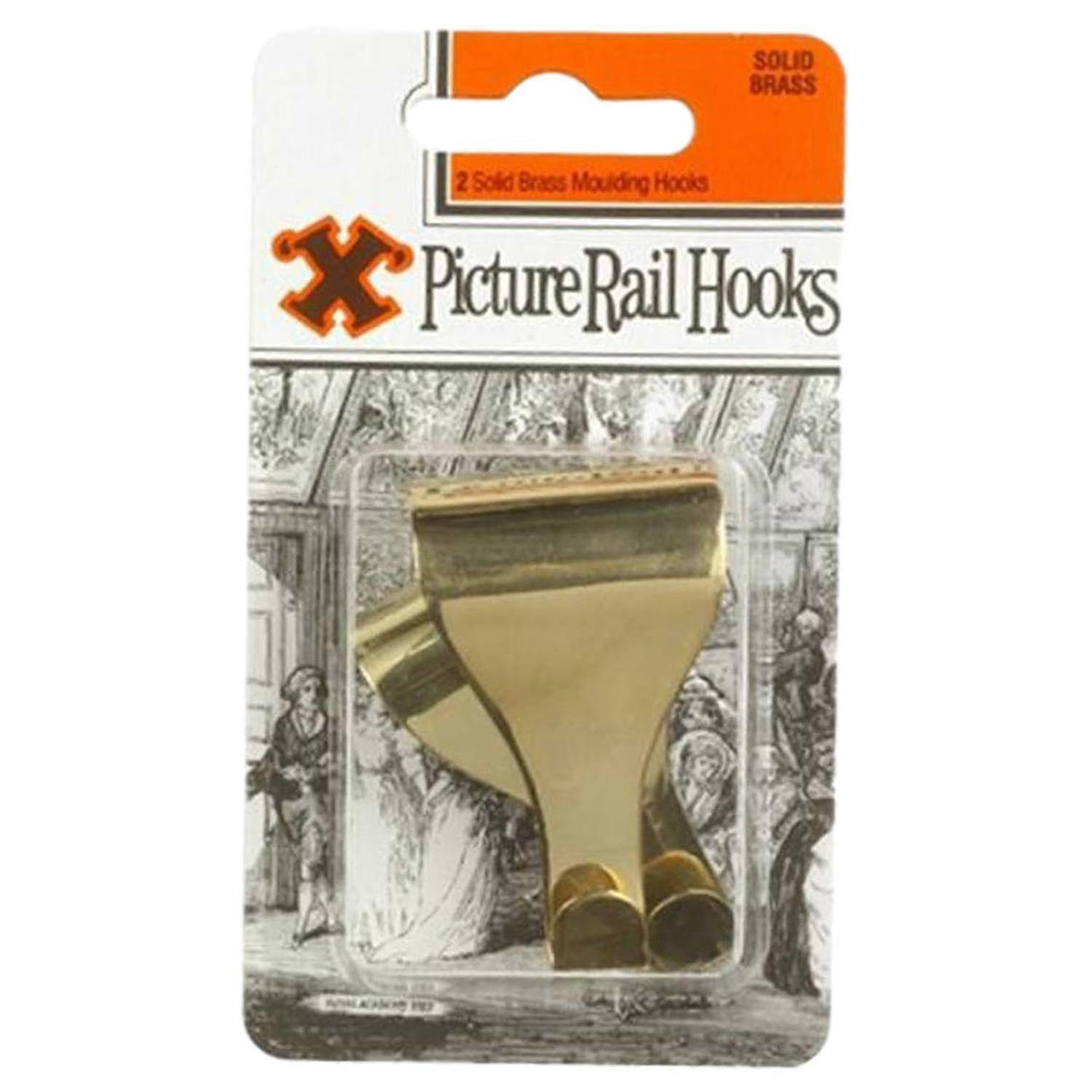 X-hooks Picture Rail Hangers Solid Brass (2 Pack)