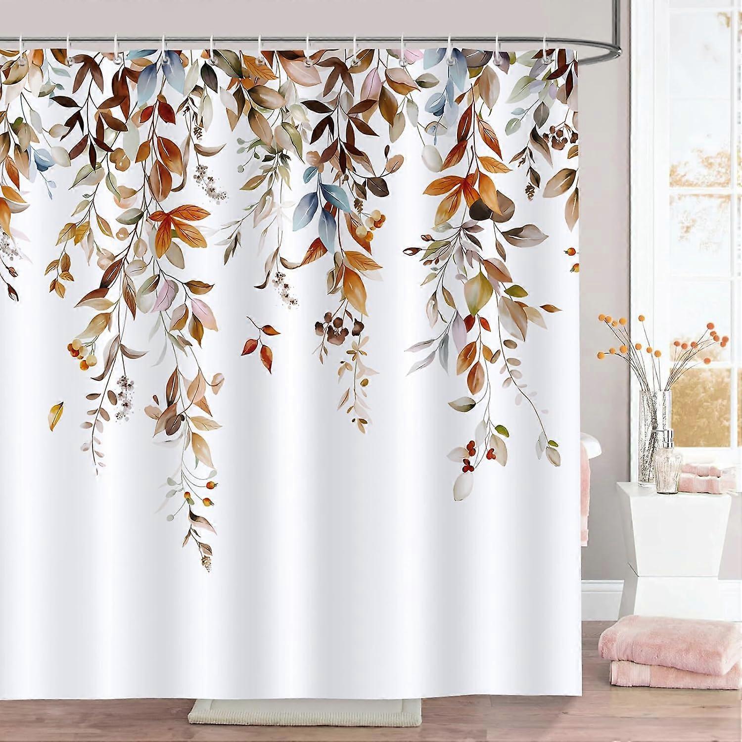 Waterproof Polyester Fabric Shower Curtain with 12 Hooks