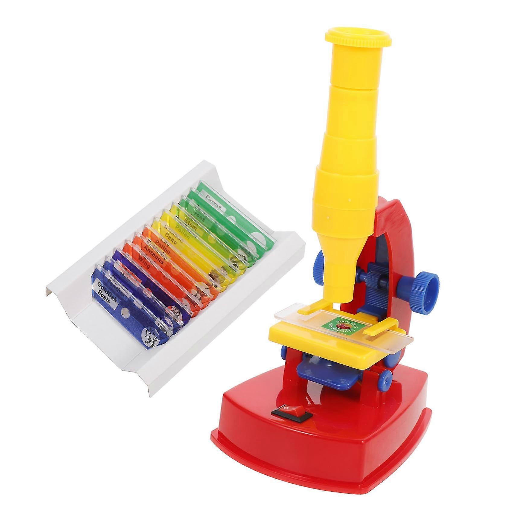 Educational Microscope for Beginners with LED Light, 12 Prepared Slides, Battery Powered Design