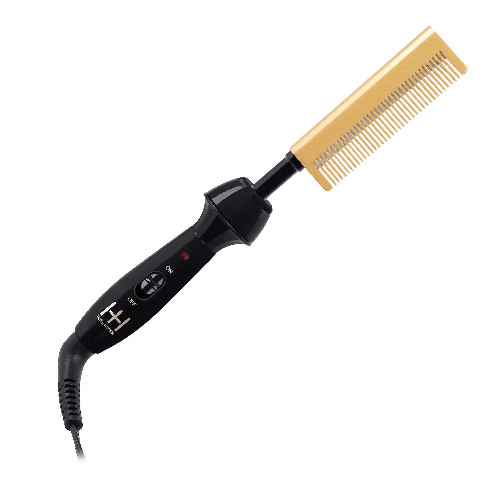 Ceramic Electrical Pressing Comb, Black & Gold