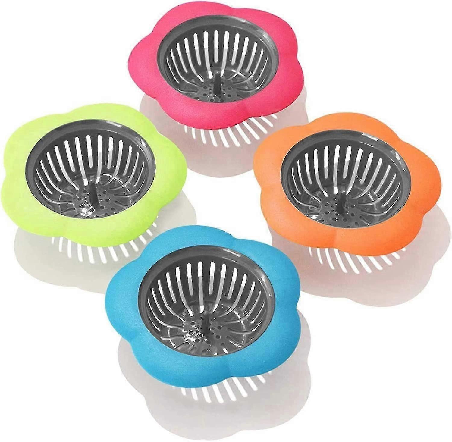 Plastic Sink Strainer - 4 Pack Flexible Kitchen Drainers, Multicolored