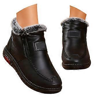 Sneeuwlaarzen voor dames, brede pasvorm, winterschoenen voor dames, geïsoleerd, warm gevoerd, zachte zool, wandelbooties voor koud weer, Z01 zwart, maat 8