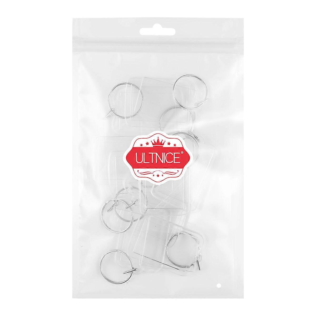 ULTNICE 10pcs Blank Insert Photo Frame Split Ring Keychain Functional Keyring Picture Frame