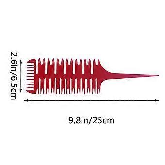 1pc 3 Sides Fish Bone Shape Comb Salon Dyeing Coloring Dispensing Brush for Women Girls (Red)