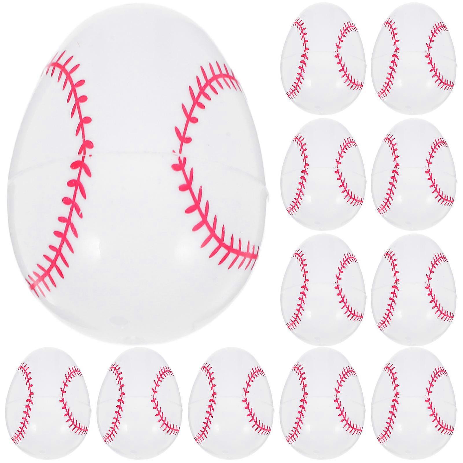 12pcs Printed Plastic Eggs Easter Egg Baseball Easter Basket Stuffer Party Openable Easter Eggs