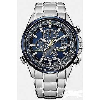 Men's Chronograph Watch with Eco-Drive Technology, Blue Angels Design, World Time Functionality