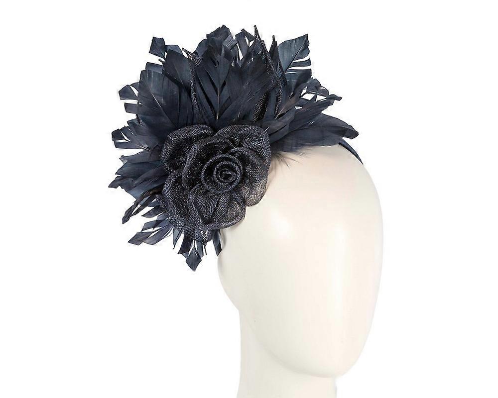Navy feather fascinator by Max Alexander MA940N