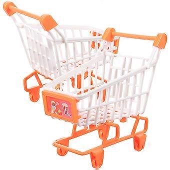 Toddler Shopping Cart for Pretend Play 8Pcs Orange Plastic Toy Set