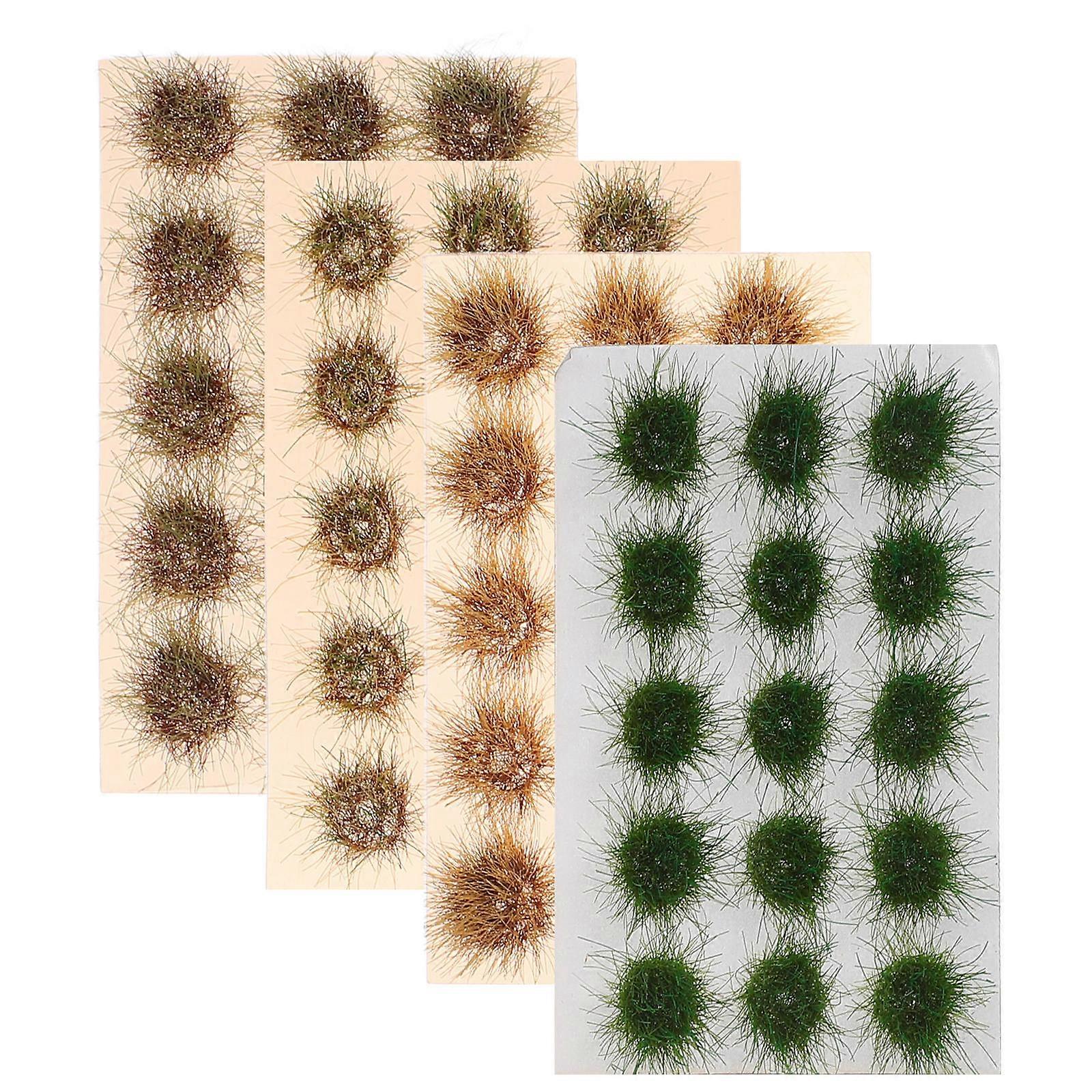 Sand Table Model Static Grass Tuft Model for Decoration 4Pcs Assorted Color
