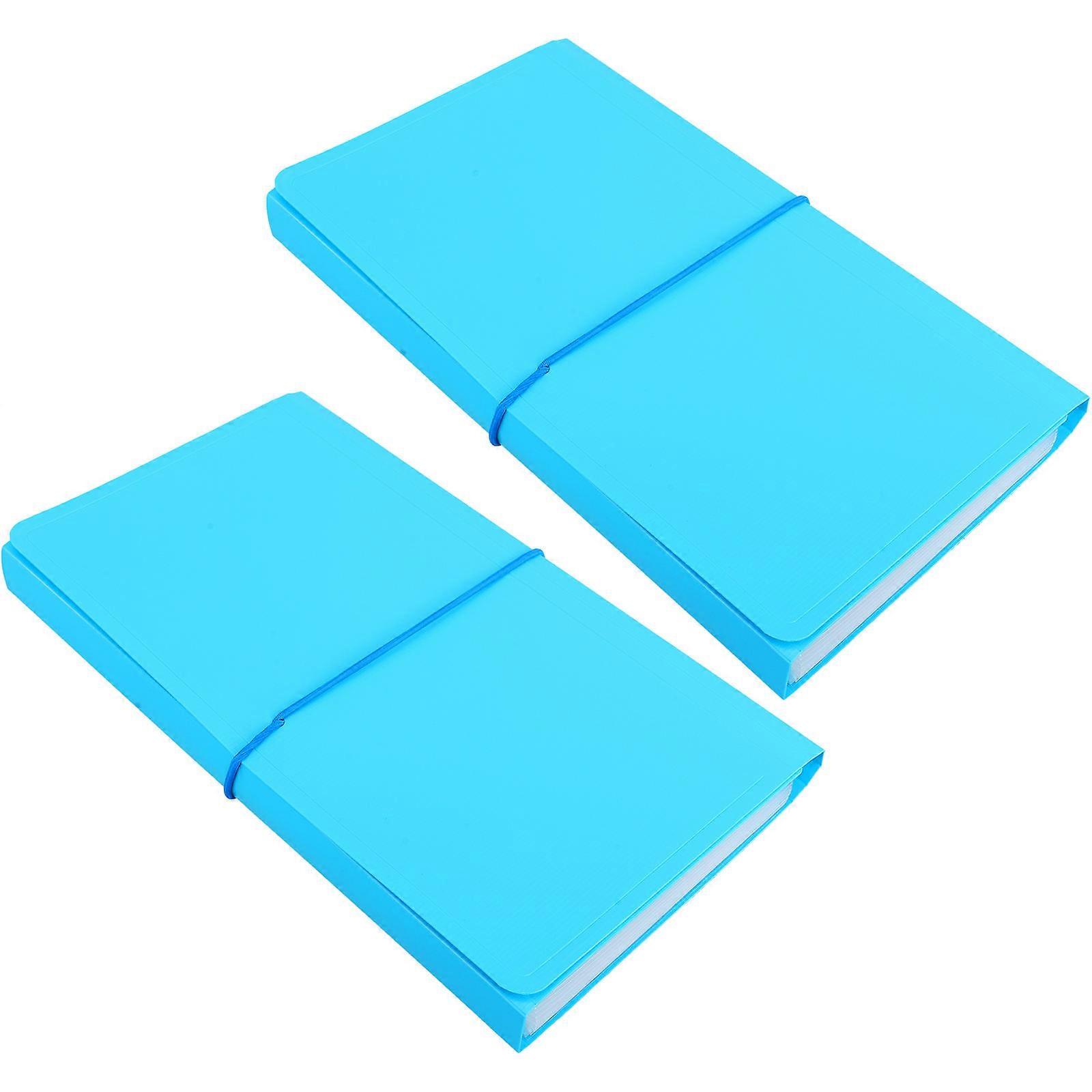 File Folder Portable File Folder for Document Keeping 2Pcs Blue Accordion Holder