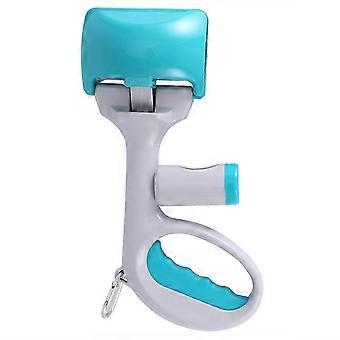 Hand Operated Dog Waste Scooper Pet Litter Collection Tool Blue 27x8cm Feces Picker