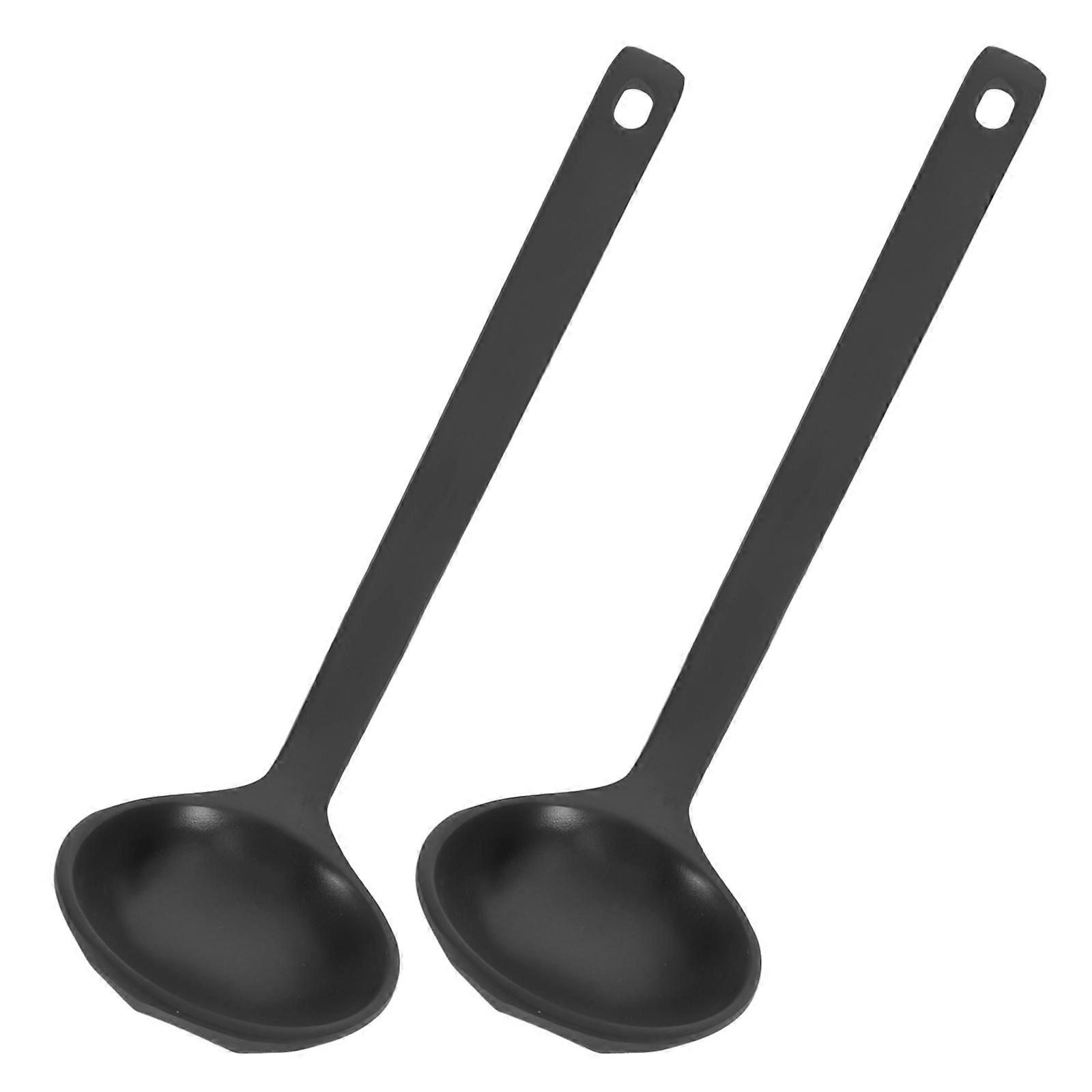 Guishell Ladle Kitchen Ladle Spoon for Serving Broth 2Pcs Black Set