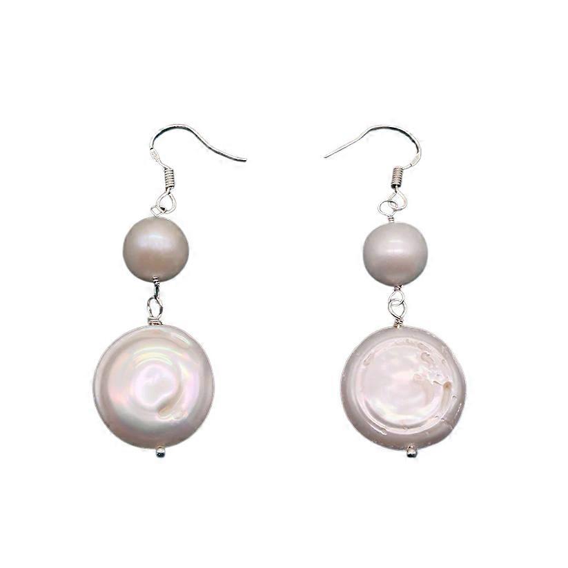 Simple white pearl earrings