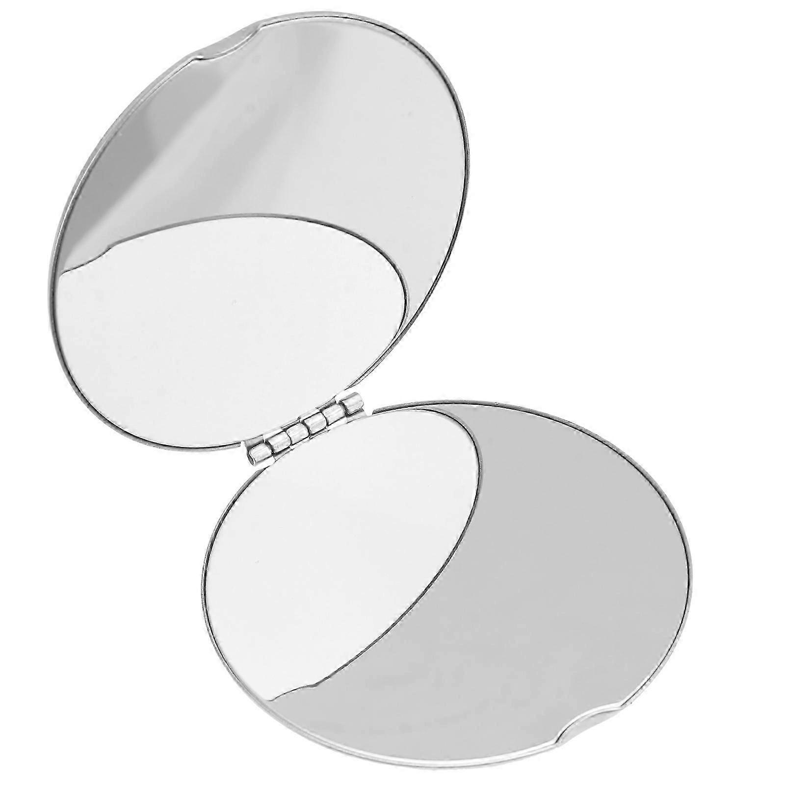 Metal Silver Carving Pattern Folding Makeup Mirror Portable 1Pcs