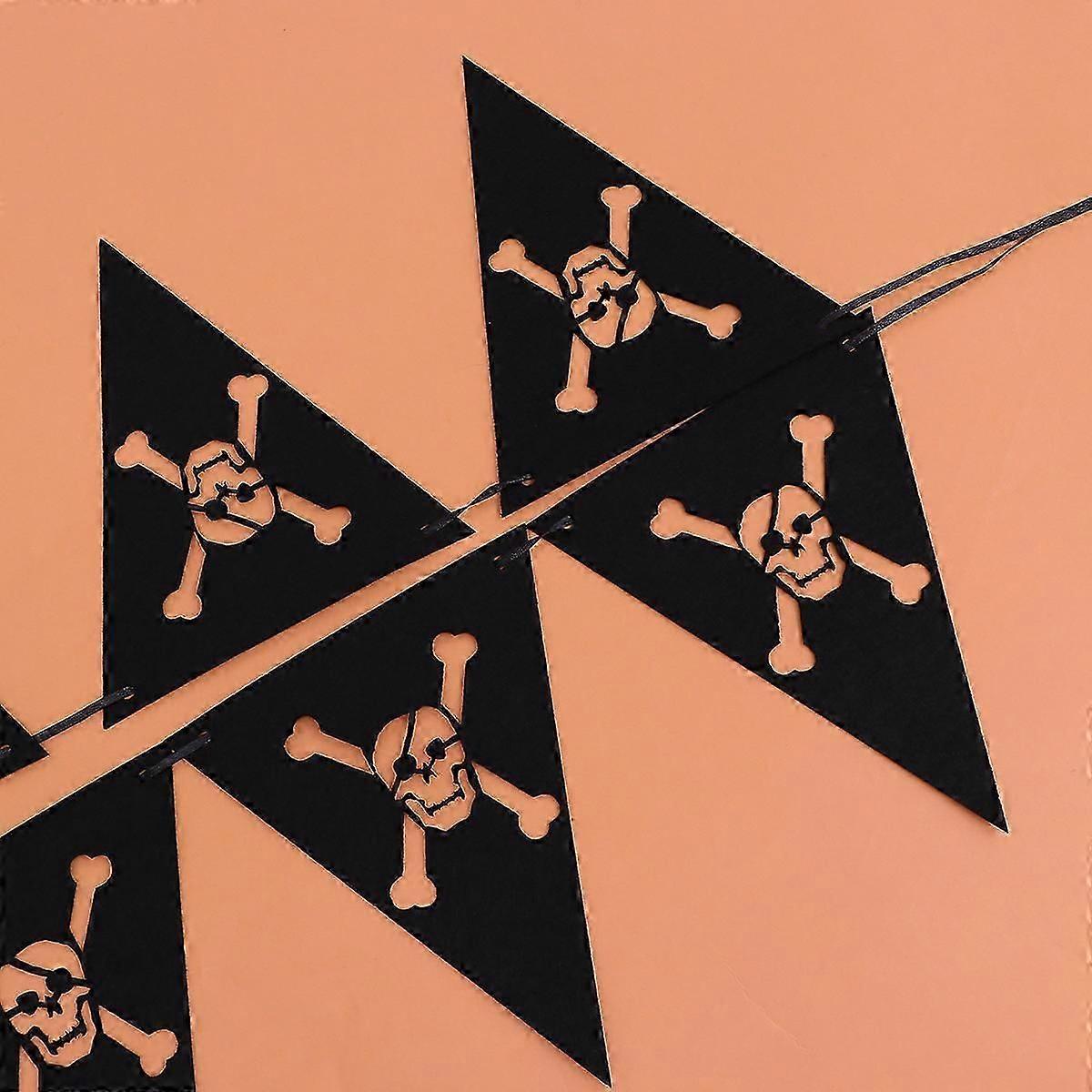2Pcs Pirate Theme Birthday Party Pull Flag and Triangle Pull Flower Decor