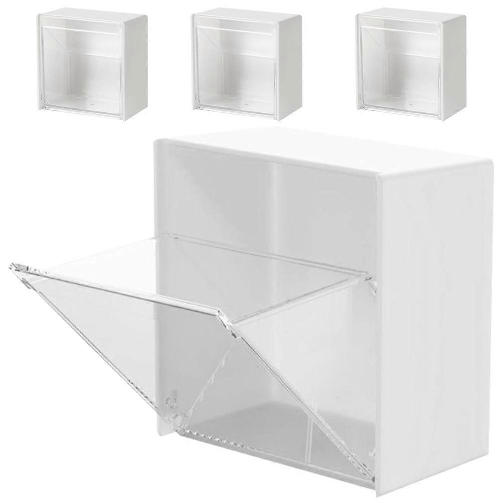 4Pcs Wall Organizers Multi-functional Storage Boxes Cotton Swab Storage Boxes