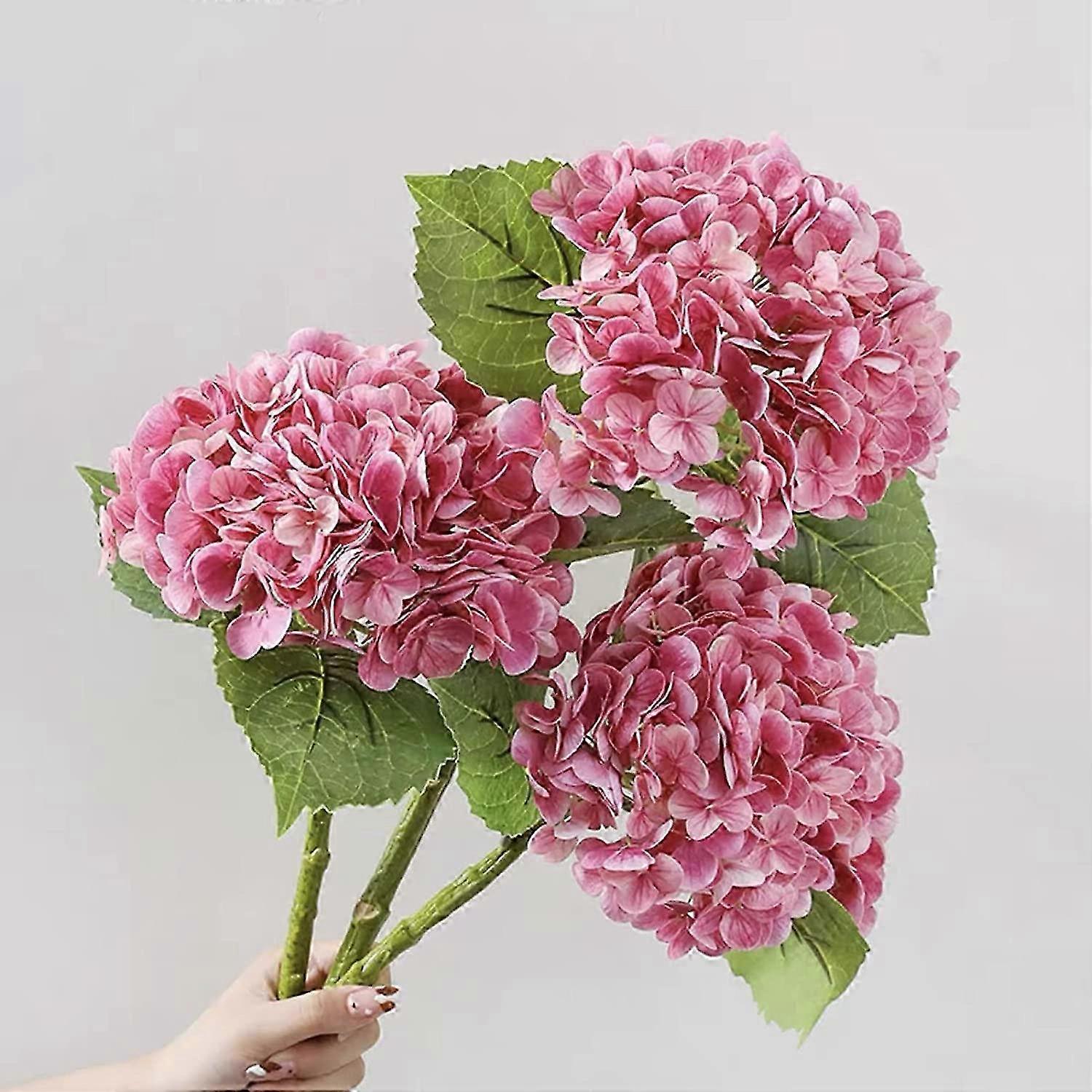 Artificial Hydrangea 49cm Large Artificial Hydrangea Heads with Stem (Powdered Rose)