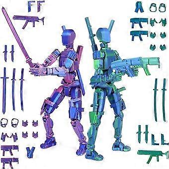 T13 Action Figure Pre-Assembled Articulated 3D Printed Poseable Robot with Multi-Jointed and Interchangeable Weapons, Desktop Decorations for Game Lov