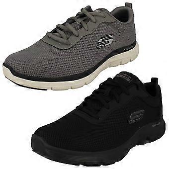 Skechers Providence 232229 lichtgewicht vetersneakers voor heren - Grijs/marineblauw textiel - UK maat 9 - EU maat 43 - US maat 10