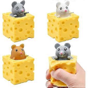 Anti-Anxiety Stretchy Toys & Anti-Stress Hand Toys 3 Pack - Fidget Sensory Squeeze Toys for Adults and Kids, Mouse Cup & Cheese Style